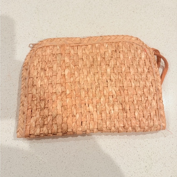 Straw Clutch with Pink Heart